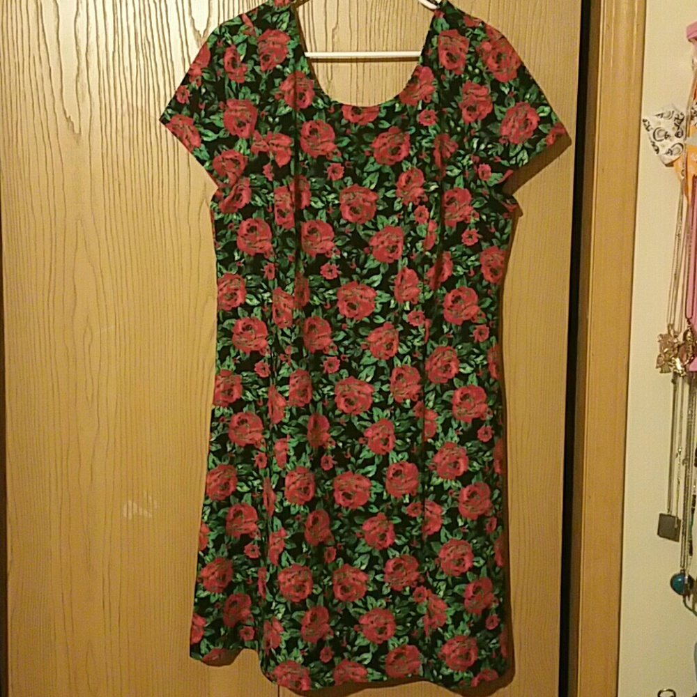 Forever 21 Plus Rose Print Dress. 2X